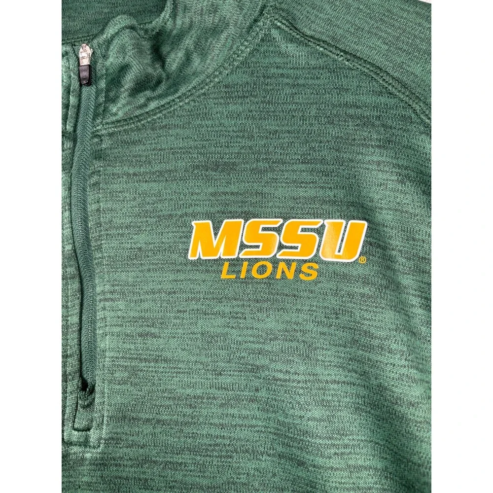 BSN Sports MSSU Lions 1/4 Zip Pullover Performance Athletic Large Green Heather